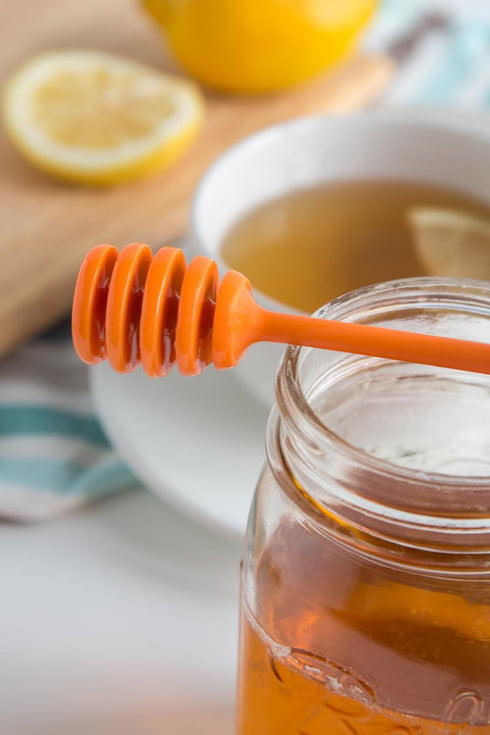 Jarware Orange Honey Dipper Lid for Regular Mouth Mason Jars, 16-Ounce
