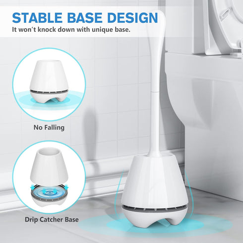 uptronic Toilet Brush and Holder 2 Pack - Ventilated Holder with Long Handle for Bathroom Cleaning