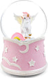 Pink Unicorn Snow Globe with Lighted Rainbow & Lullaby Music LED Musical Snow Globe with Floating Glitter, Elegant
