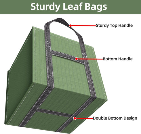 2-Pack 66 (25.5" 25.5" 27.5" Gallons Reusable Yard Waste Bags, Upgrade Heavy Duty Foldable Garden Leaf Bag Lawn Bags