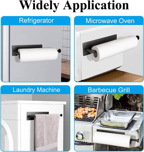 RedCall 2 Pack Magnetic Paper Towel Holder for Fridge, Black Kitchen Towel Holder for Organizers and Storage