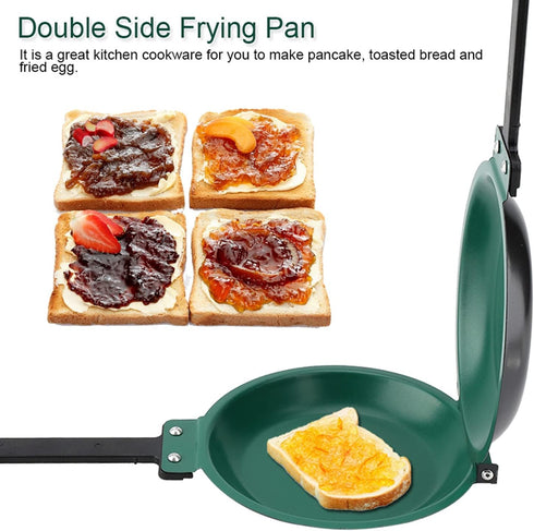Jerliflyer Double Sided Nonstick Frying Pan, Round Pancake Maker, Coated Bread and Egg Pan