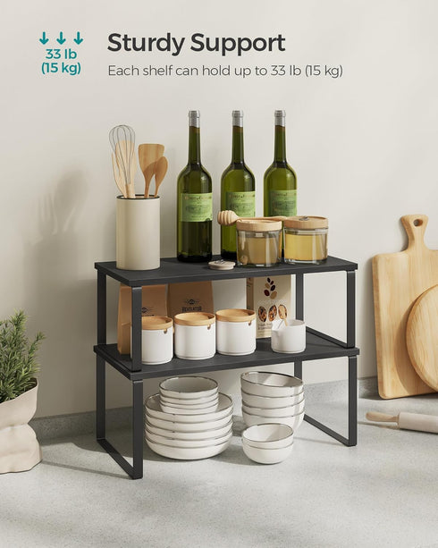 Set 2 Counter UKCS025B01 SONGMICS Cabinet Organizer Shelf, of Kitchen Shelves, Kitchen Storage, Spice Rack, Stackable