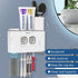 5 2 4 Toothbrush Holder Wall Mounted, WEKITY Multi-Functional Toothbrush and Toothpaste Dispenser for Bathroom