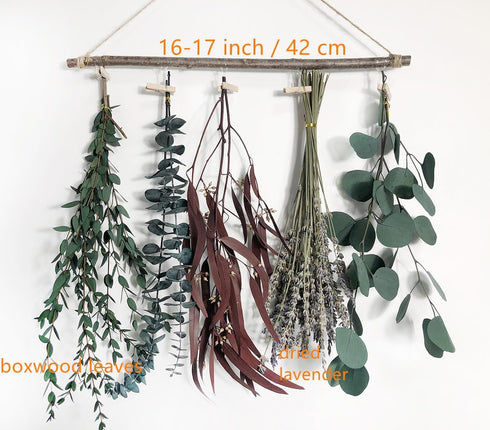 Natural Dried Flower Rack, Dried Flower Wall Hanging for Boho Farmhouse Wall Decor, Eucalyptus Dried Herb Rack
