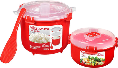 Sistema Microwave Rice Cooker & Round Microwave Food Container Set | 2.6L,