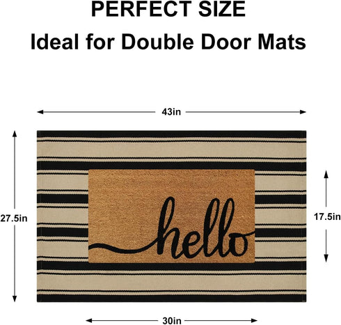 Striped Outdoor Rug 3'x5', Cotton Hand Woven Washable Reversible Layered Door Mat for Entryway Home
