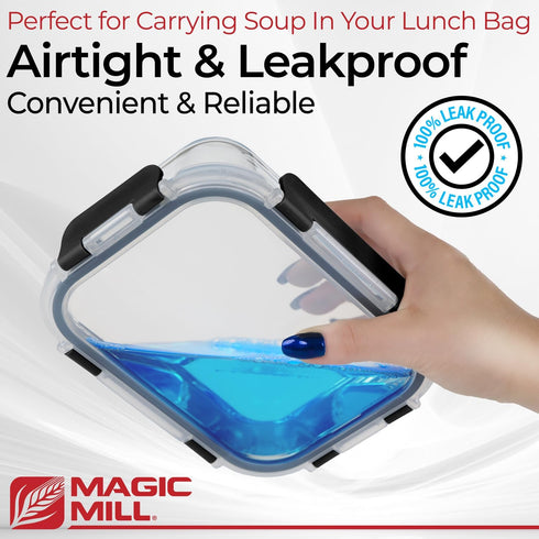 Magic Mill 24pc Glass Storage Containers Set with BPA-Free Airtight Locking Lids for Food Storage & Meal Prep