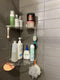 JiePai Acrylic Corner Shower Caddy Shelf with Hooks, 2 Pack Adhesive Wall Mounted Organizer for Shower & Kitchen Storage