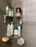 JiePai Acrylic Corner Shower Caddy Shelf with Hooks, 2 Pack Adhesive Wall Mounted Organizer for Shower & Kitchen Storage