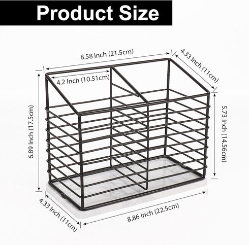 Utensil Holder for Kitchen Counter, Metal Utensil Holder Rack for Cooking Tools Storage, Sturdy Base, Drainage Hole for