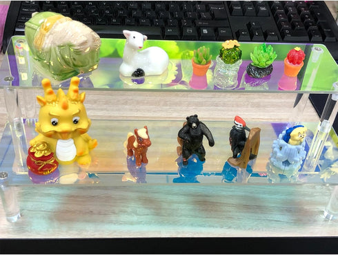 3 Makeup(15.75" 7.28" 5.91") MY MIRONEY Tier Acrylic Riser Display Shelf Iridescent Display Stand Figurines Decoration