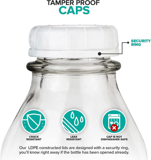 Stock Your Home 32 Oz Glass Milk Bottle with Lid (3 Pack) - Reusable Food Grade Container for Milk, Juice, Water, Honey