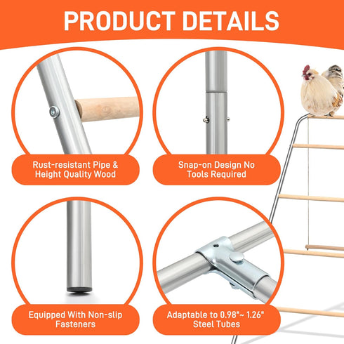 ANNDING 4-Tier (55" 40" Chicken Roosting Bars with Swing for Coop, Large Wood Chicken Perch for Backyard Poultry