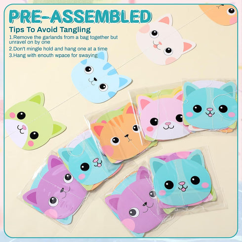 8 Xinnun Pcs Cat Dollhouse Party Decorations Doll House Hanging Banner Garland Doll of House Birthday Party Decorations