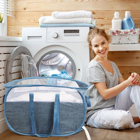 Collapsible Laundry Baskets - Tear Proof Pop Up Hamper with Dual Handles, Durable Foldable Laundry Basket