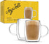 13.5-Ounce Set 2 JoyJolt Double Wall Glasses Insulated Mugs Double Walled Glass Cups For Coffee Tea
