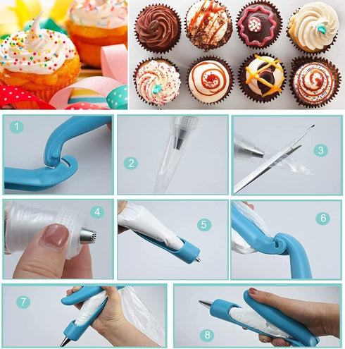 Pastry Icing Piping Bag Nozzle Tips Fondant Cake Sugar Craft Decor Pen Set