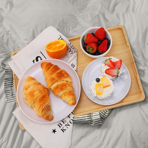 WEBACOO 15x10 Bamboo Tray with Handles - Lightweight Serving Tray for Breakfast in Bed, Coffee Table, BBQ, Kitchen