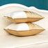 Alerfa 12 x 20 Inch Khaki White Geometric Striped Gold Leather Patchwork Velvet Cushion Case for Couch Sofa