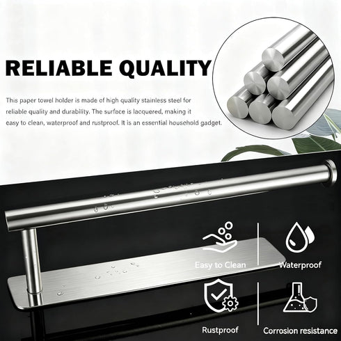 Magnetic Paper Towel Holder - No Drill, Paper Towel Roll Holder Magnet Towel Rack Wall Mount Fridge Organizer