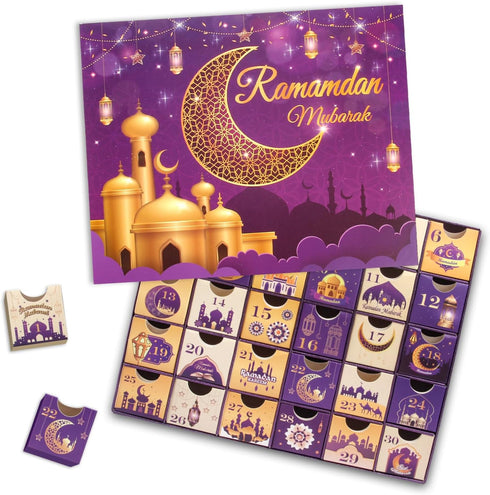 Ramadan Advent Calendar with Drawers 2024, 30 Empty Boxes for 30 Days, Eid Mubarak Countdown Calendar Gift