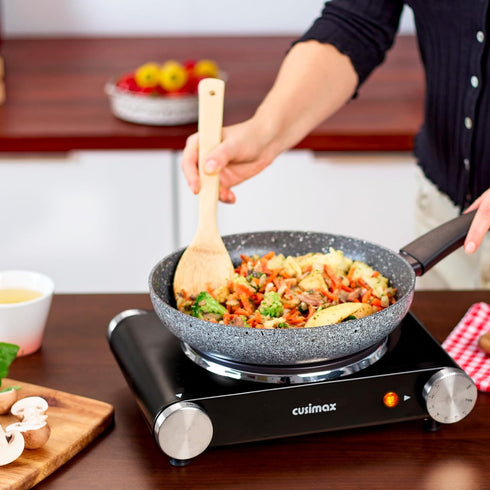 CUSIMAX Electric Hot Plate Burner for Cooking, Adjustable Temperature Control, Stainless Steel, Easy to Clean, Your
