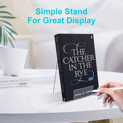 Acrylic Book Stand with Ledge, 6PC 4 Inch Clear Display Easel for Books, Magazine, Plate, Pictures, Artworks, CDs