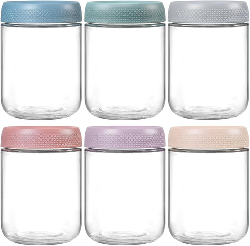 NETANY 6-pack 16 oz Overnight Oats Containers with Airtight Lids, Glass Food Storage Jars