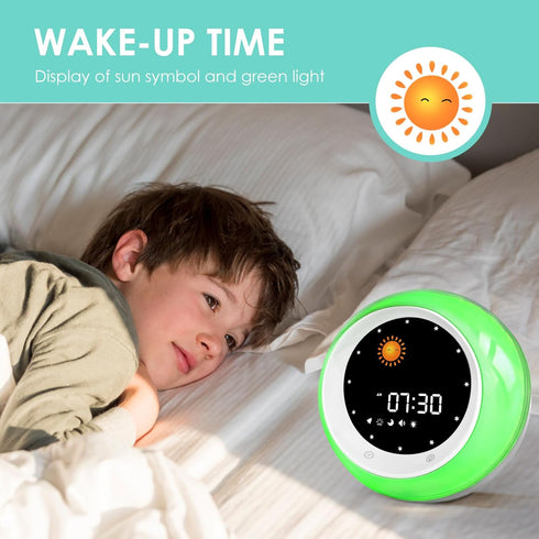 I.CODE Sun & Moon Rise Kids Alarm Clock, Children's Sleep Trainer ,Sleep Sound Machine, Wake Up Light & Night Light