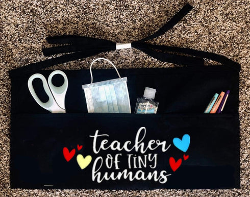 Waist Apron for Teachers with 3 Pockets, Half Black Apron, Perfect Gift for Teachers