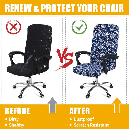 smiry Stretch Printed Computer Office Chair Covers, Soft Fit Universal Desk Chair Slipcovers