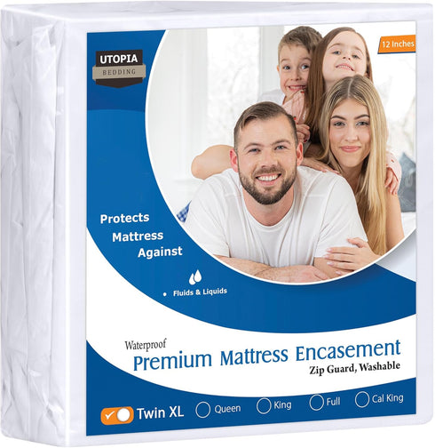 Utopia Bedding Premium Waterproof Bed Bug Mattress Cover, Twin XL Zippered Protector, 12 Inches Deep