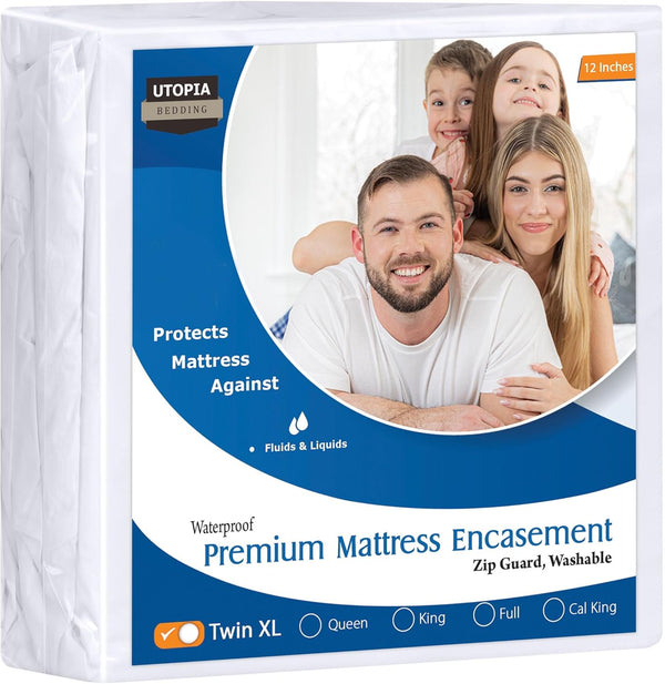 Utopia Bedding Premium Waterproof Bed Bug Mattress Cover, Twin XL Zippered Protector, 12 Inches Deep