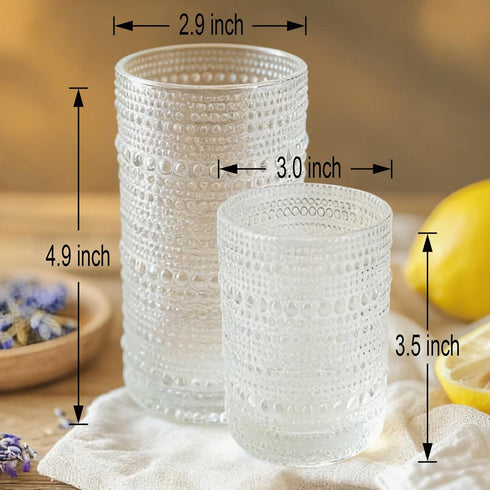 JYlanglin Set 8Includes 12-ounce 10-ounce Set Hobnail Drinking Glasses of beer glasses and cocktail glasses.Kitchen