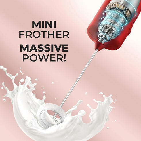 Zulay Kitchen Powerful Mini Milk Frother Handheld - Electric Hand Mixer - Portable Frother Wand for Coffee, Small Drink