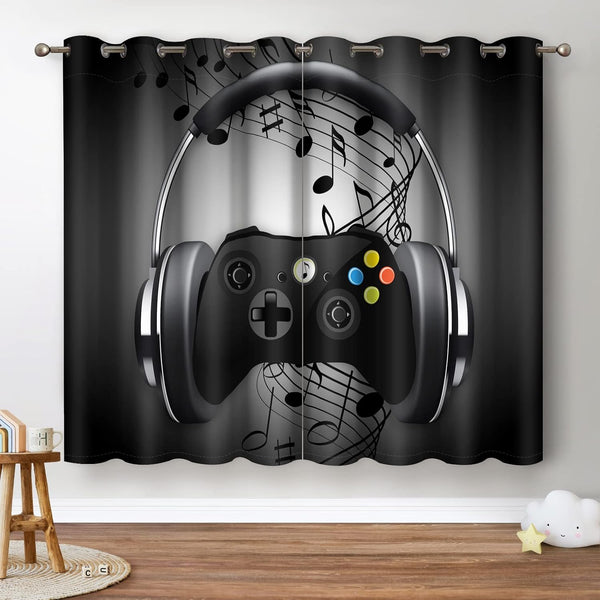 Jekeno Game Controller Blackout Curtains, Colorful Video Game Decor for Kids Bedroom, 2 Panel Set 42"x54"