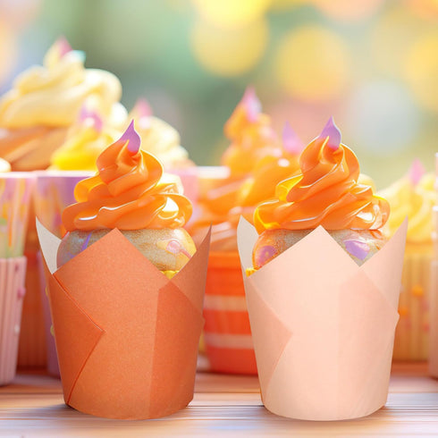 Whaline 180Pcs Terracotta Tulip Cupcake Liners | Greaseproof Muffin Baking Liners for Parties