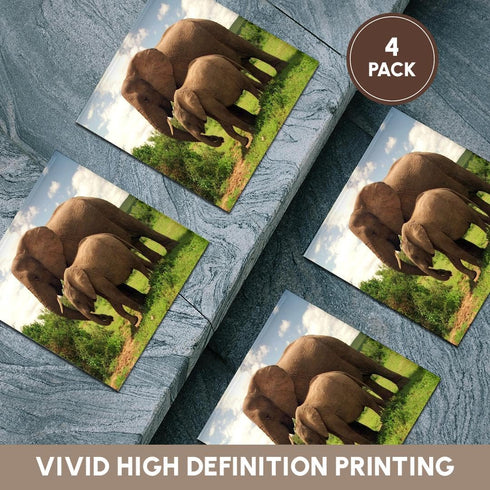 3dRose CST_44876_3 Mama N Baby Elephants in Wild, Ceramic Tile Coasters, Set of 4