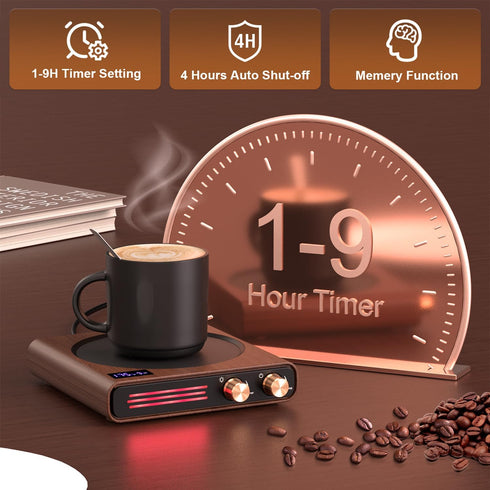 50W 9 Settings, 1-9Hrs Mug Warmer, CEROBEAR Coffee Cup Warmer for Desk with Tempreture Auto Shut Off Smart Candle