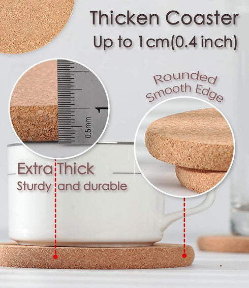 Cork Trivet - 6 Pcs High Density Thick Cork for Hot Dishes, 10 Inch Heat Resistant Multifunctional Coaster