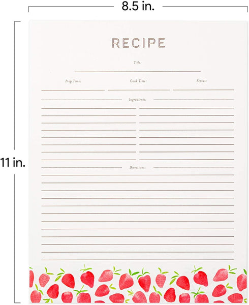 Jot & Mark Recipe Card Paper Full Page 8.5x11 with Crystal Clear Page Protectors for 3 Ring Binder, 30 Count (Strawberry Wilds) by Jot & Mark