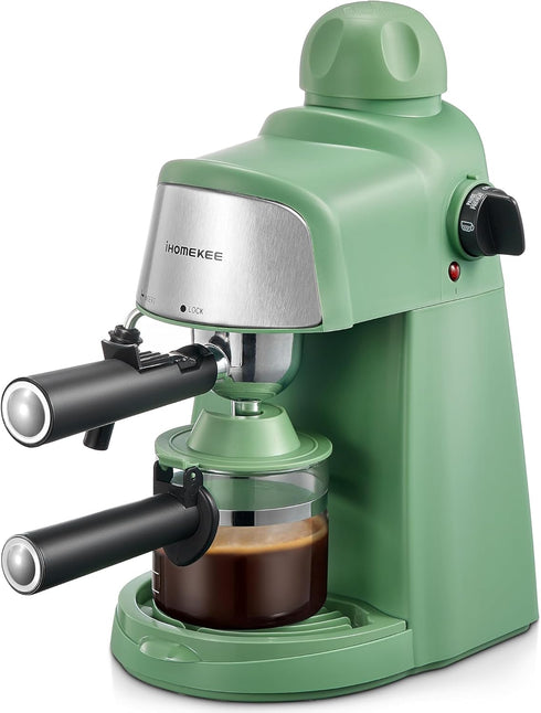 Ihomekee Espresso Machine, 3.5Bar Espresso and Cappuccino Machine with Preheating Function, 4 Cup