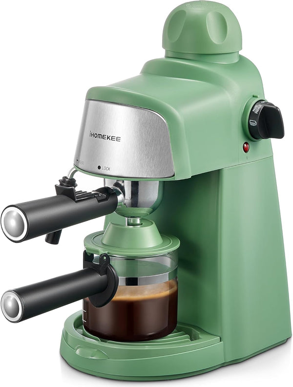 Ihomekee Espresso Machine, 3.5Bar Espresso and Cappuccino Machine with Preheating Function, 4 Cup