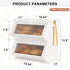 Countertop, Counter WOWLIVE Double Layer Bread Box for Kitchen Large Bamboo Bread Storage Container for Homemade Bread