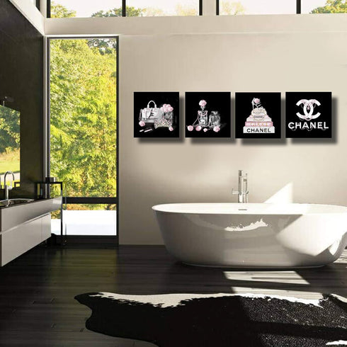 Meetdeceny Black And White Wall Art - Pink Book Pictures Room Decor for Teen Girls, 10"x10" - 4 Pieces