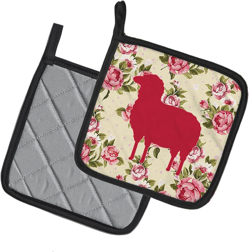Caroline's Treasures BB1126-RS-YW-PTHD Sheep Shabby Chic Yellow Roses Pot Holders, 7 1/2 x 7 1/2, Heat Resistant