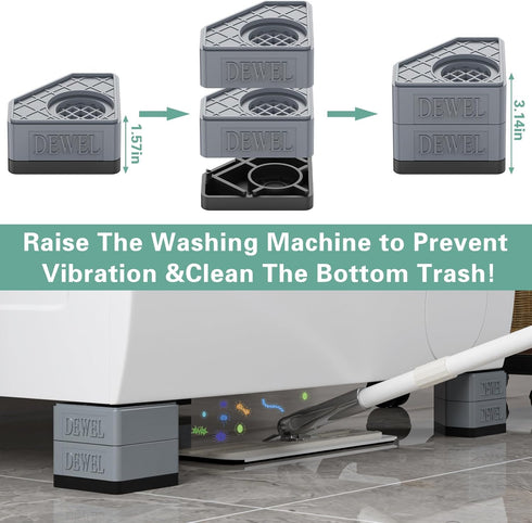 Anti Vibration Pads for Washing Machine, Foot Pads for Washer and Dryer Pedestals, Shock and Noise Cancelling Support