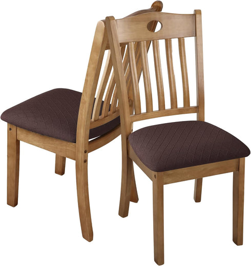 Stretch Chair Seat Covers 4 PCS, Removable Washable Anti-Dust Dining Room Slipcovers, Chocolate