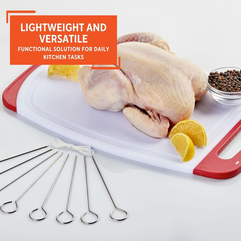 Mirro 16x10" Plastic Cutting Board - White/Red with Silicone Covering